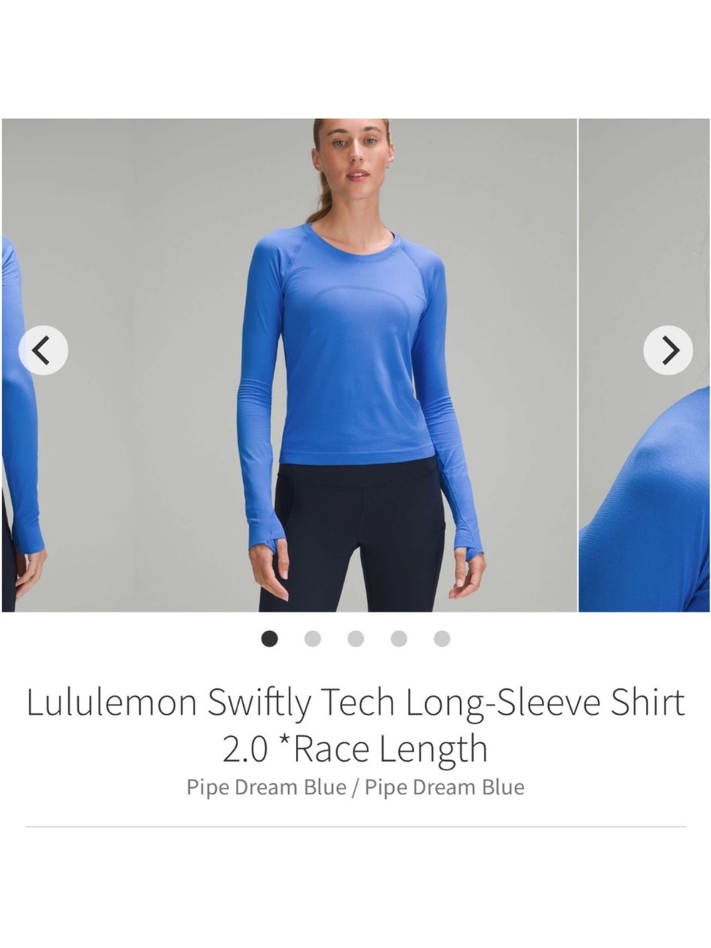 Lululemon Swiftly Tech Long Sleeve Shirt 2.0 Race Length Pipe Dream Blue Sz 8